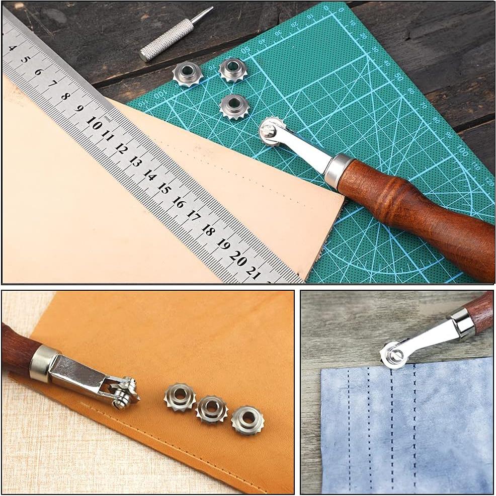 Juego de Herramientas de Costura de Cuero Jmuiiu con 3 Ruedas