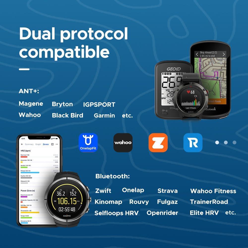 Monitor de Frecuencia Cardíaca GEOID HS500, Correa de Pecho Bluetooth ANT+