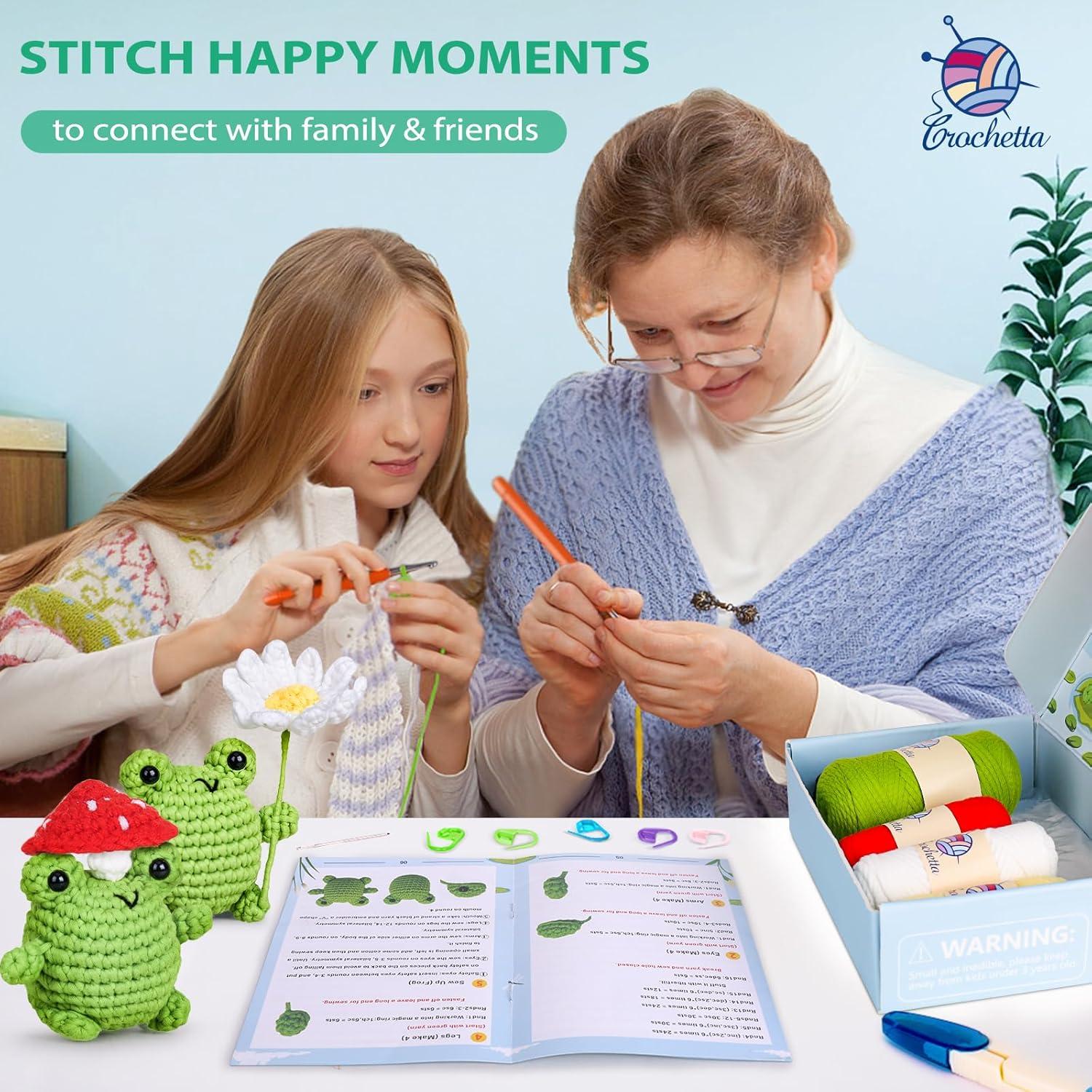 Kit de Crochet Crochetta para Principiantes - 2 Ranas Amigurumi