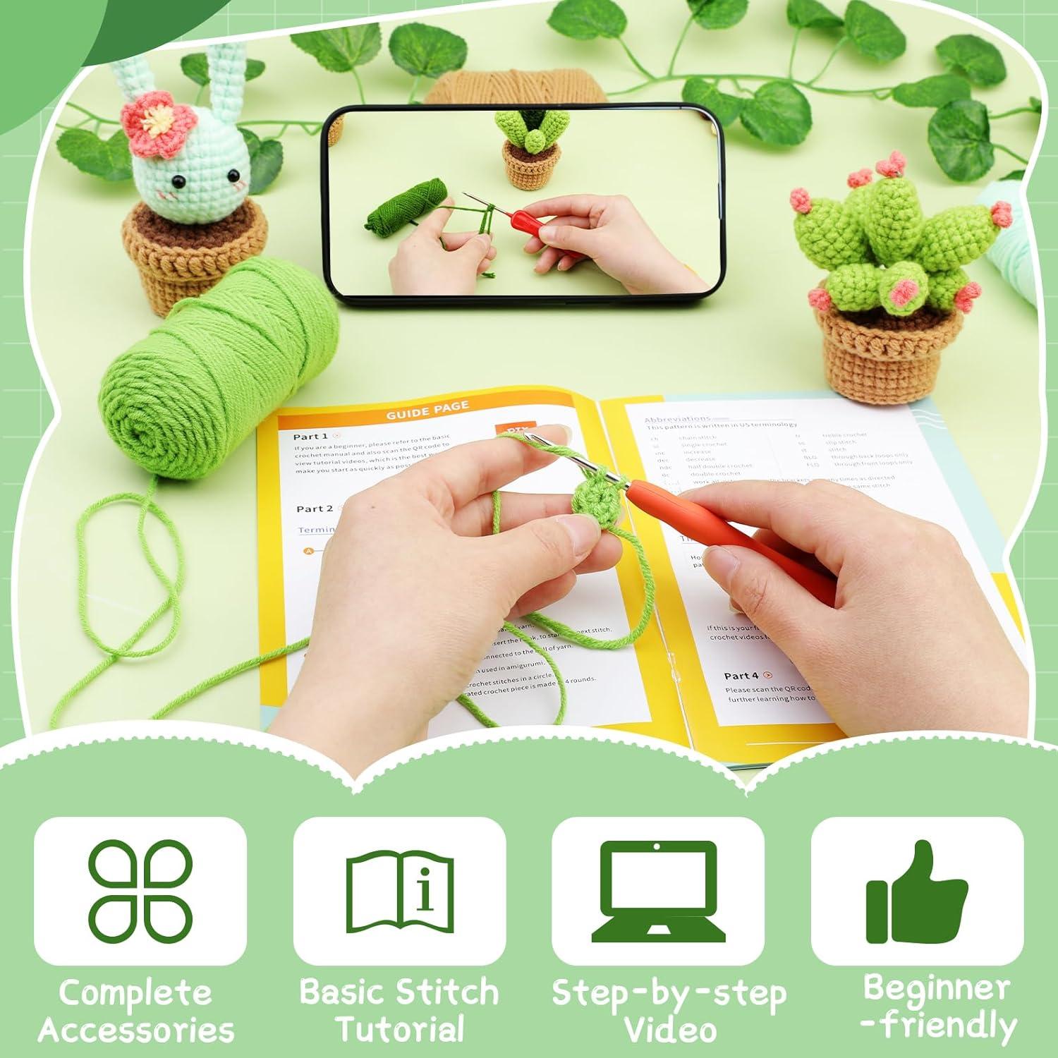 Kit de Crochet para Principiantes WONVOC - 3 Piezas con Hilos y Ganchos