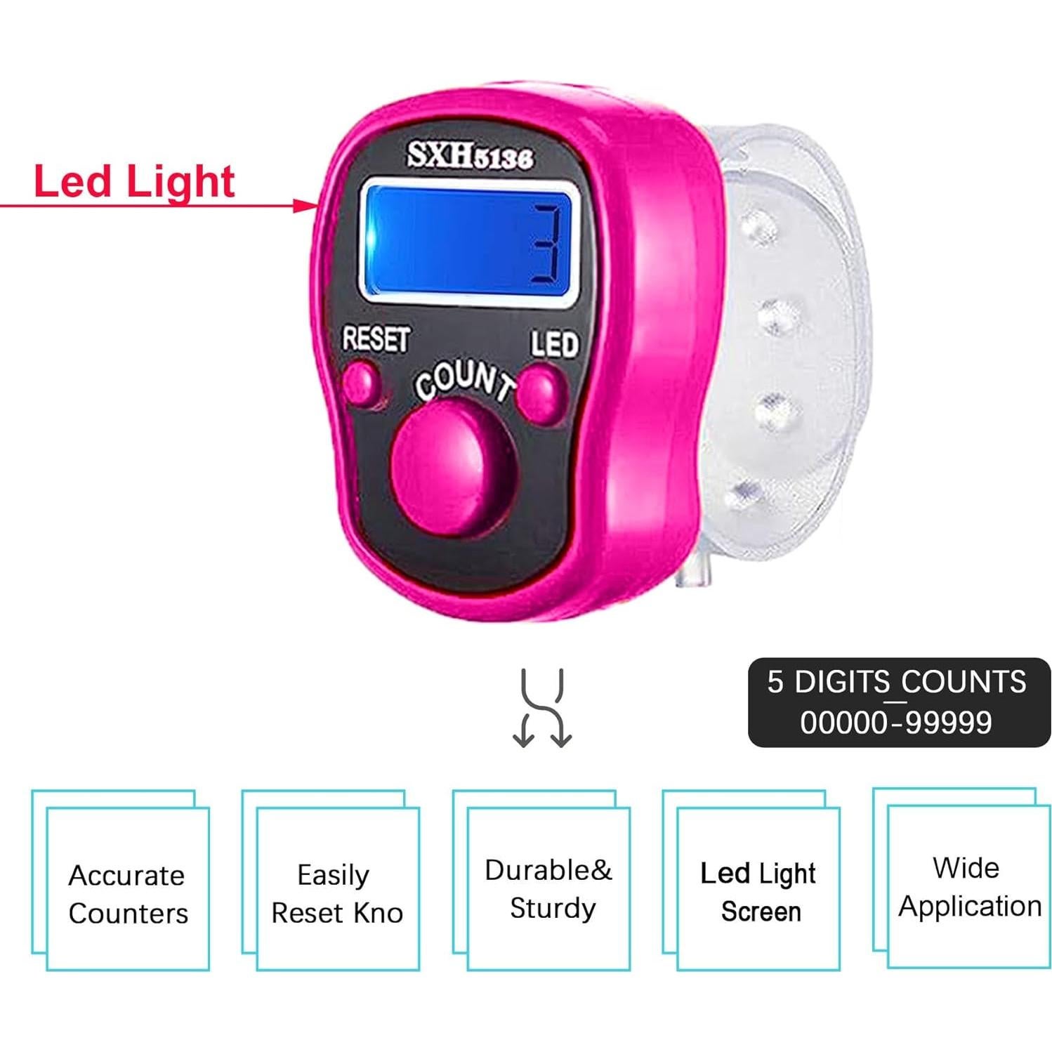 Contador Digital de Puntos TESEAS 2 Pcs LED Rosa 50 Marcadores