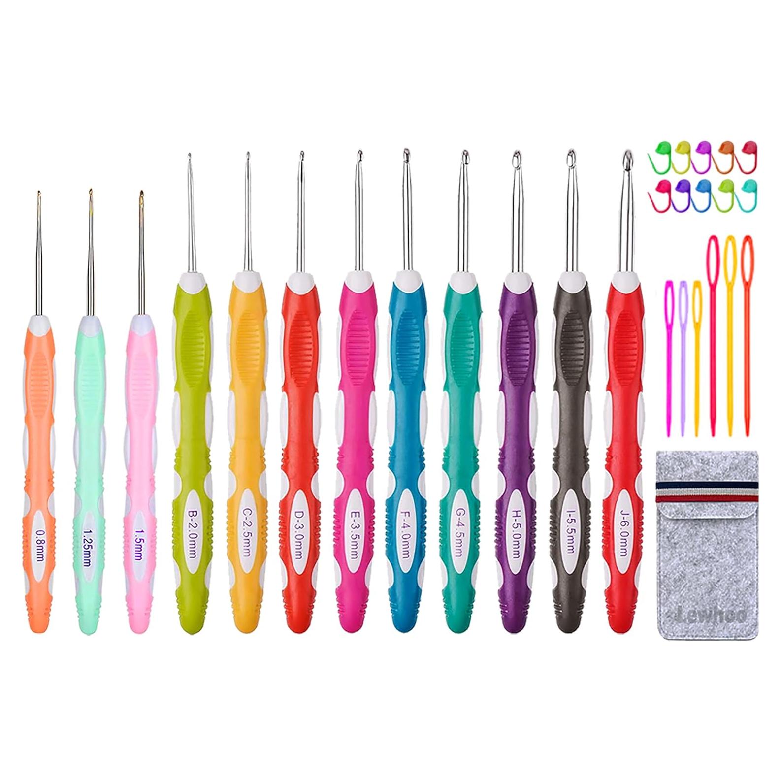 Juego de Ganchillos Ergonómicos Lewhoo 12PCS 0.8 a 6.0mm