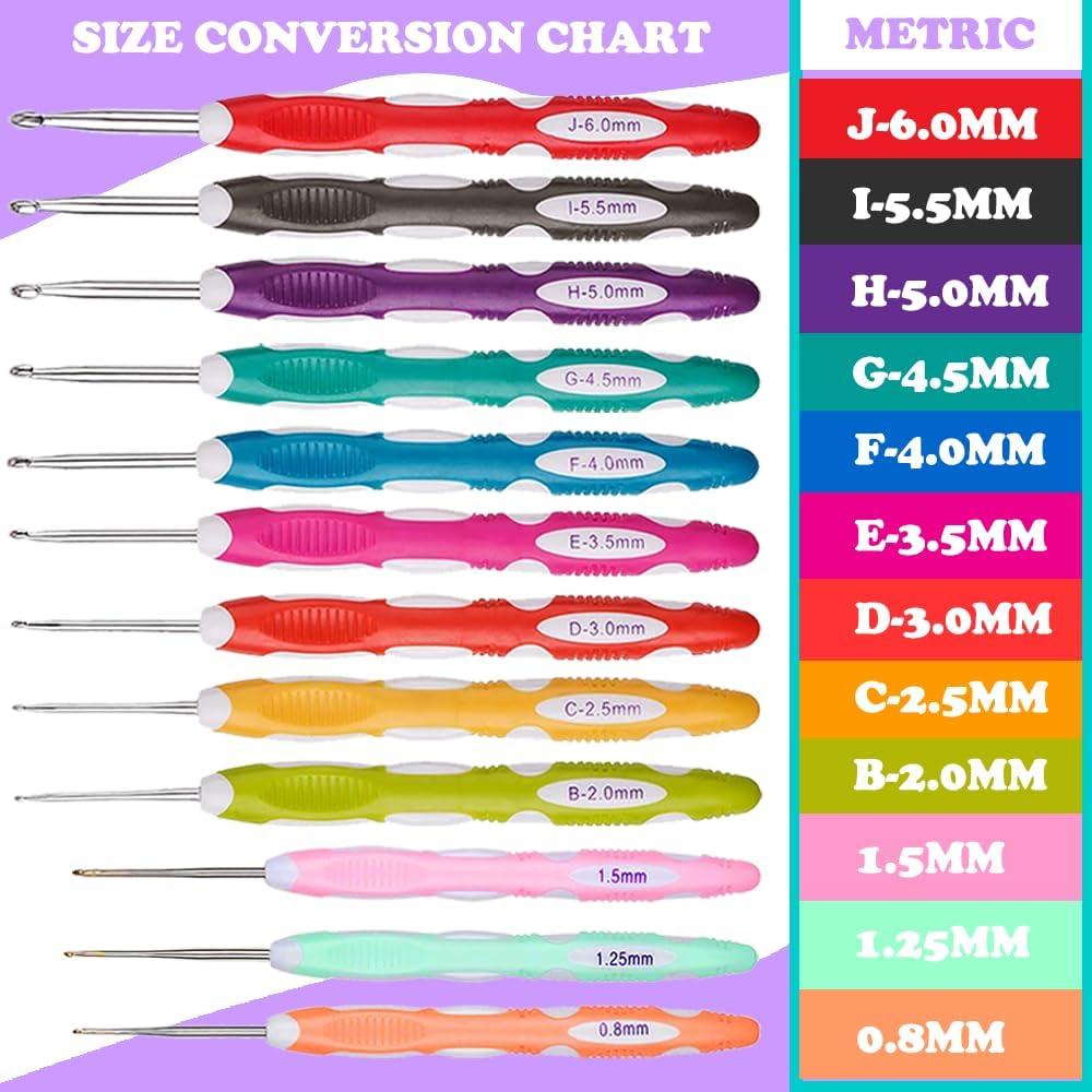 Juego de Ganchillos Ergonómicos Lewhoo 12PCS 0.8 a 6.0mm