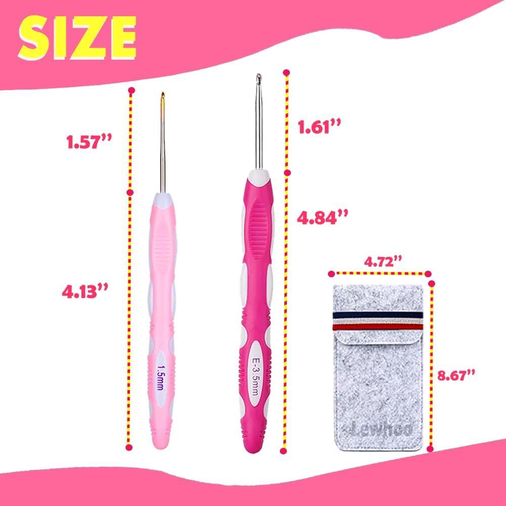 Juego de Ganchillos Ergonómicos Lewhoo 12PCS 0.8 a 6.0mm