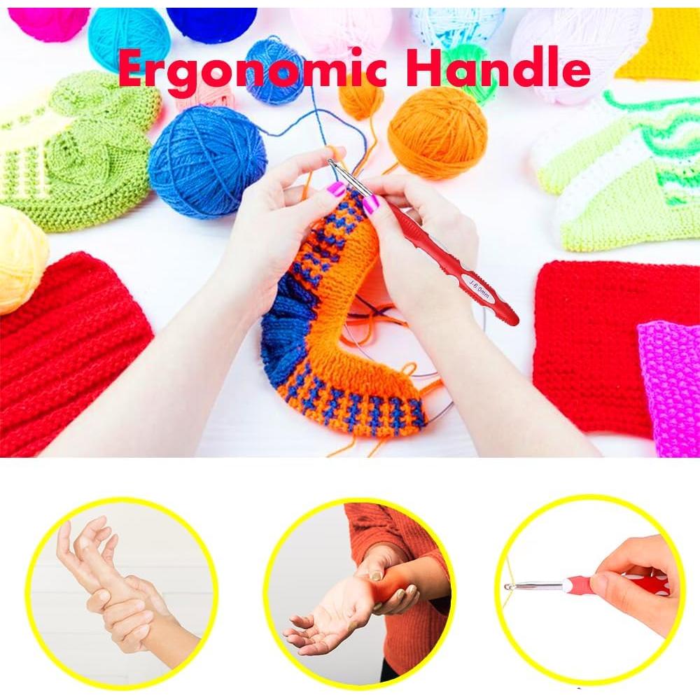 Juego de Ganchillos Ergonómicos Lewhoo 12PCS 0.8 a 6.0mm