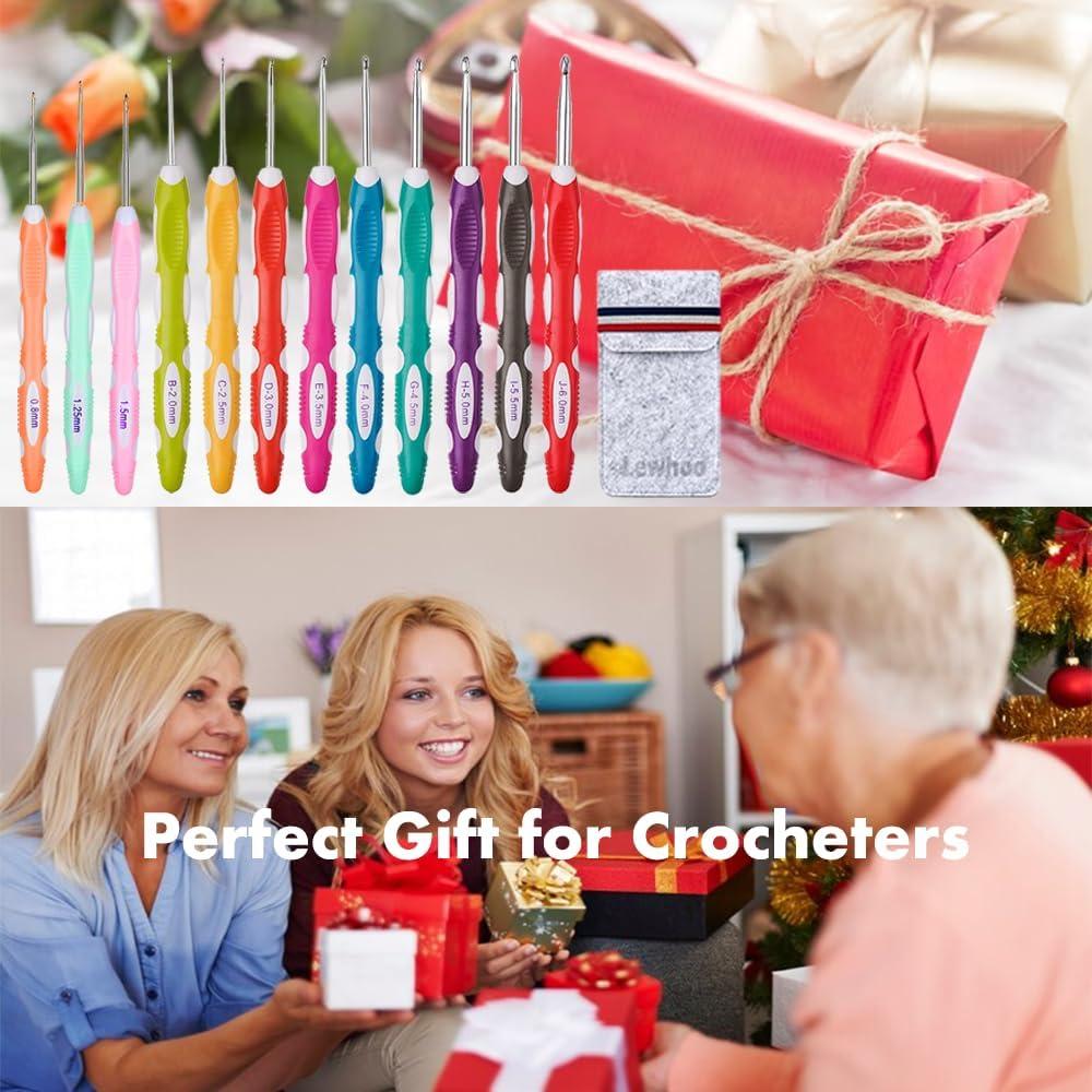 Juego de Ganchillos Ergonómicos Lewhoo 12PCS 0.8 a 6.0mm