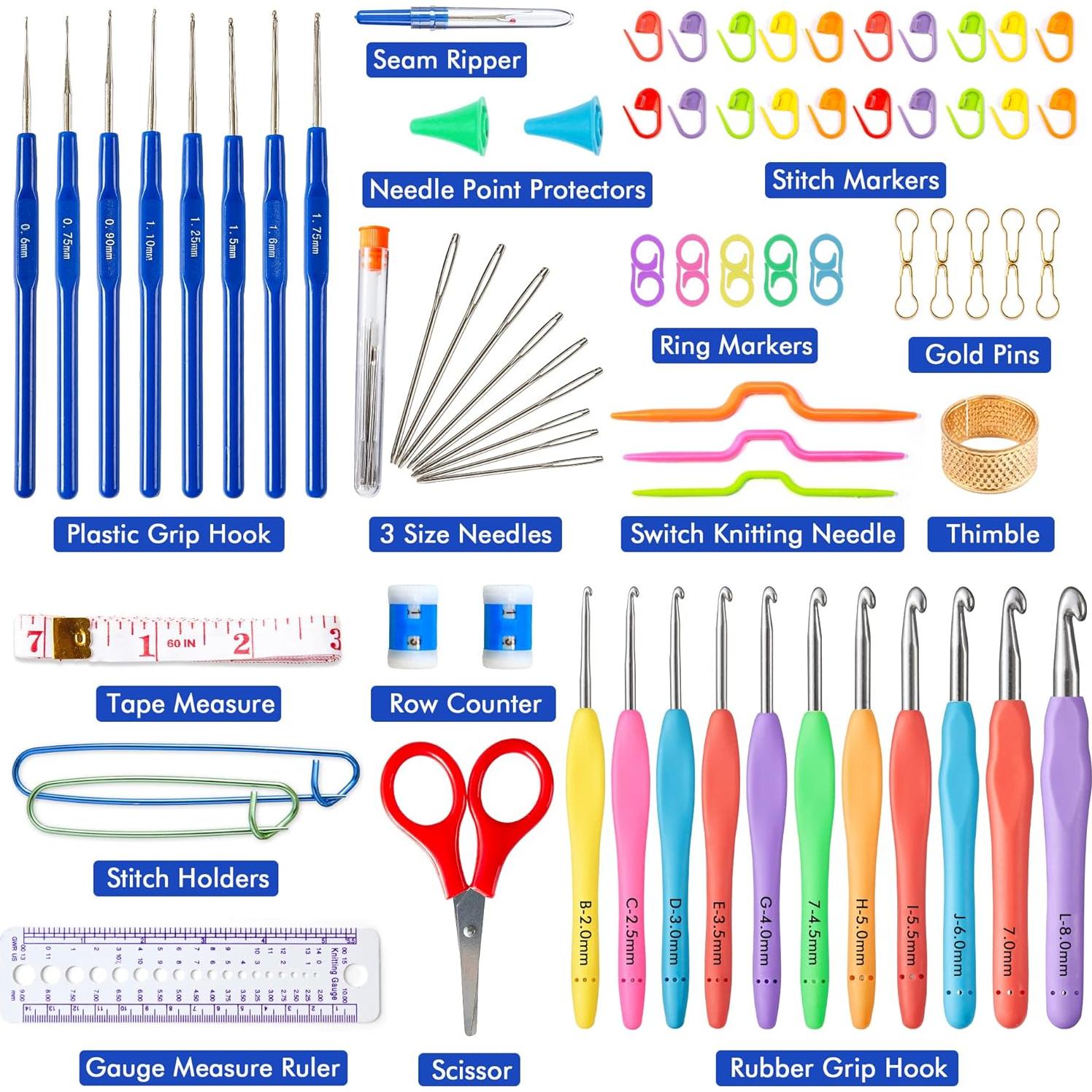 Kit de Ganchillos Ergonomicos INSCRAFT 82 Piezas 0.6-8mm