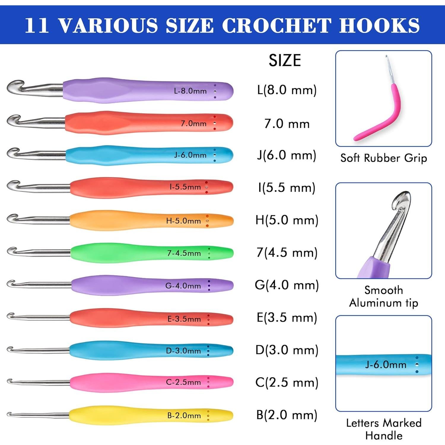 Kit de Ganchillos Ergonomicos INSCRAFT 82 Piezas 0.6-8mm