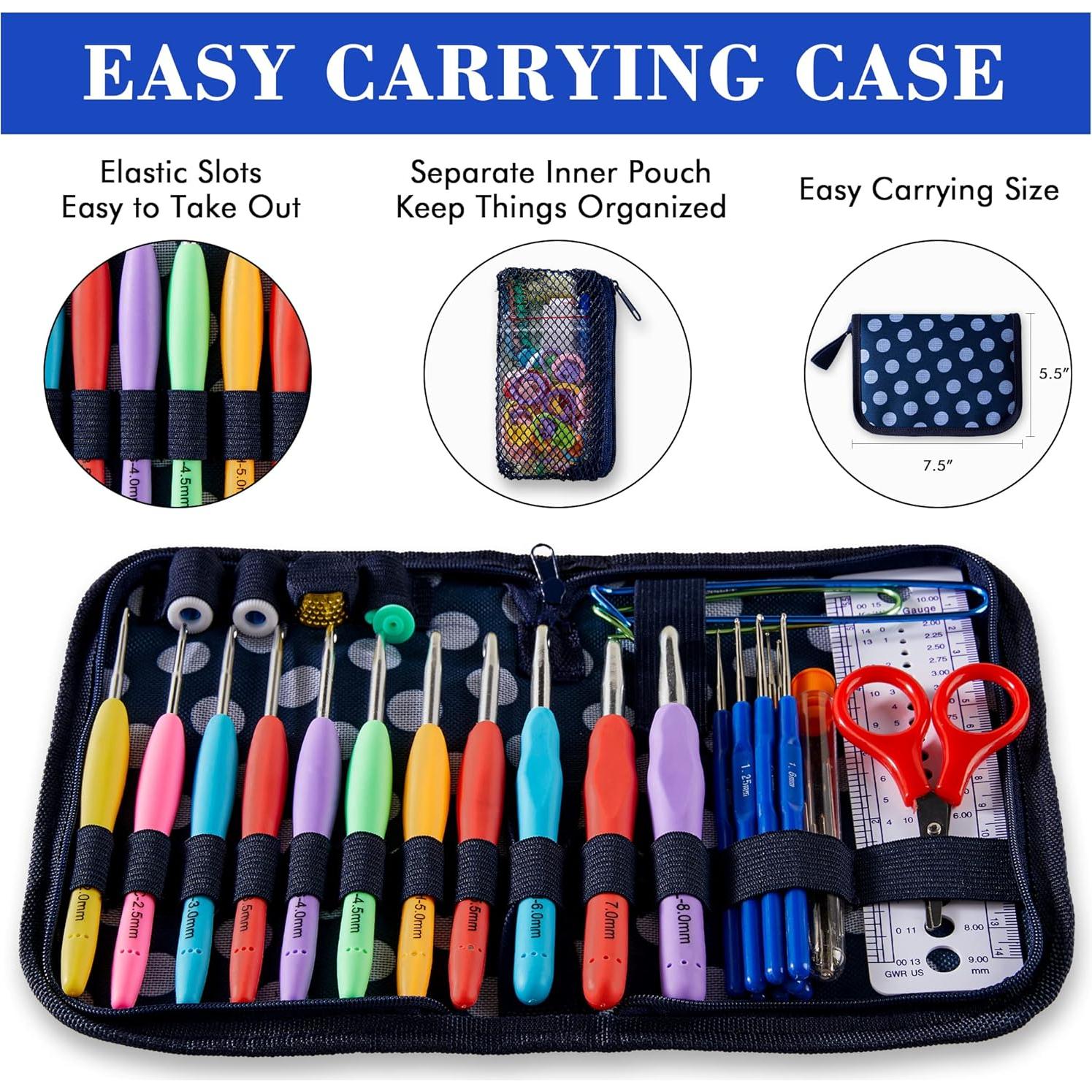 Kit de Ganchillos Ergonomicos INSCRAFT 82 Piezas 0.6-8mm