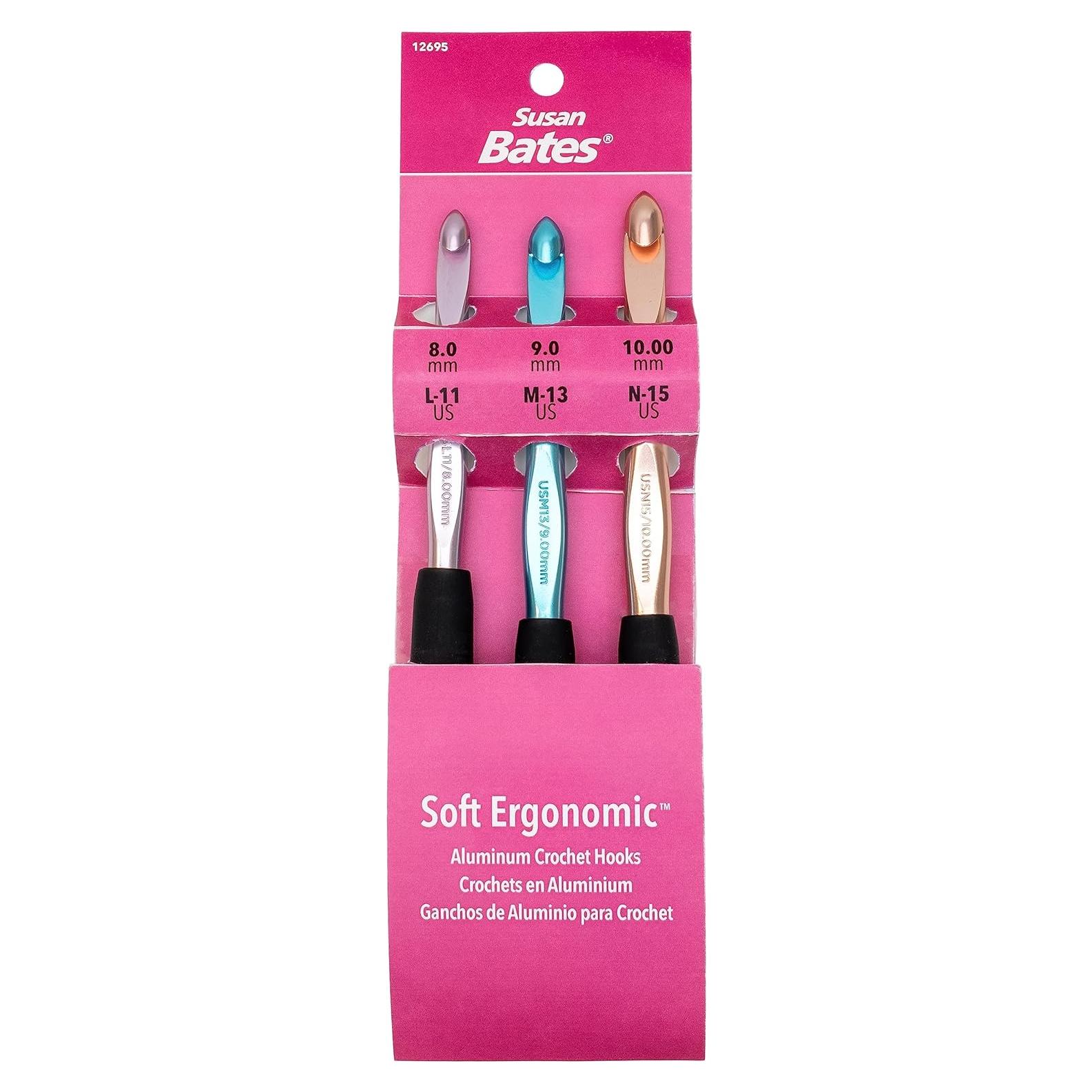 Conjunto de Ganchillos Ergonómicos Susan Bates 3 Piezas 8-10 mm