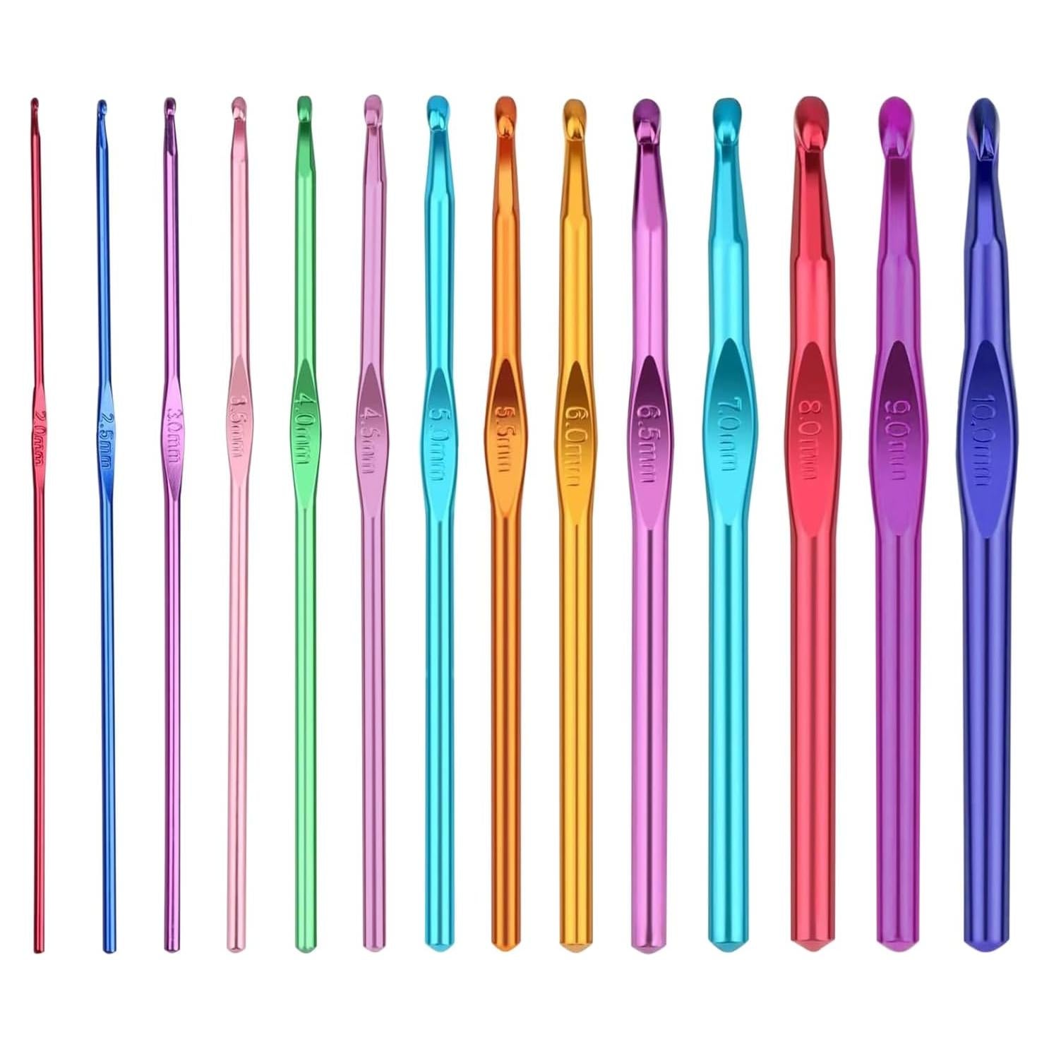 Juego de Ganchillos de Aluminio HEYLEAYAR 14 Piezas 2-10mm