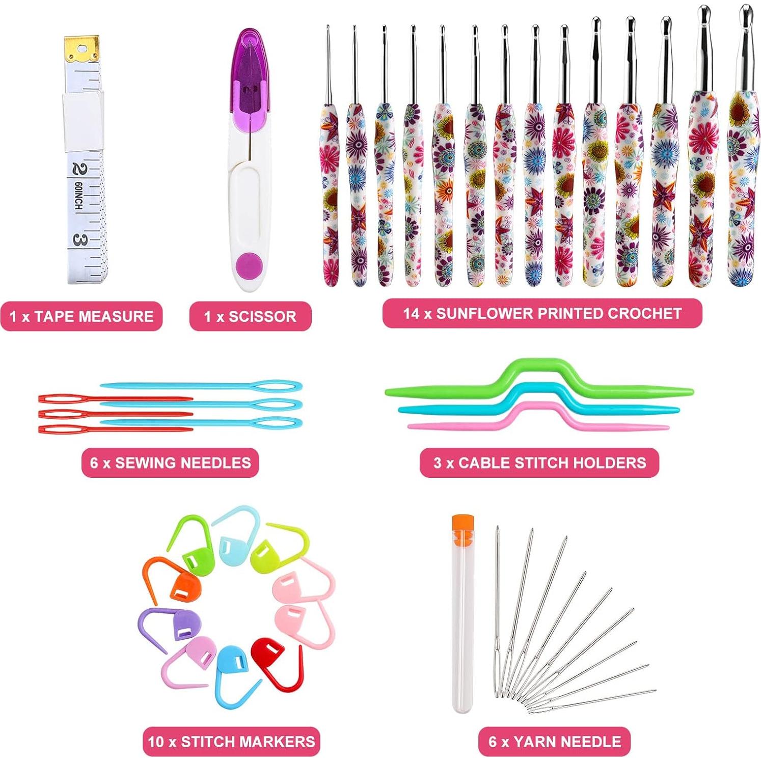 Juego de Ganchillos LOOEN 14 Tamaños Ergonomicos 2.25mm a 10mm