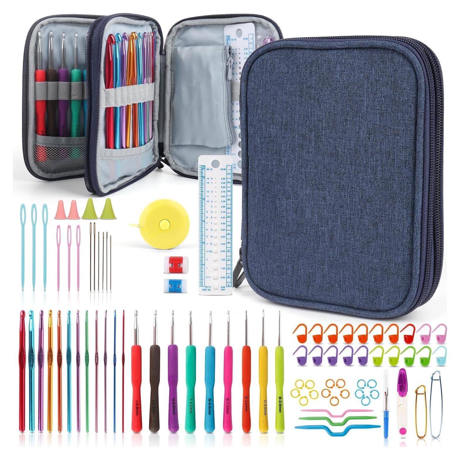Set de Ganchillos Ergonomicos Katech 85 Piezas con Estuche