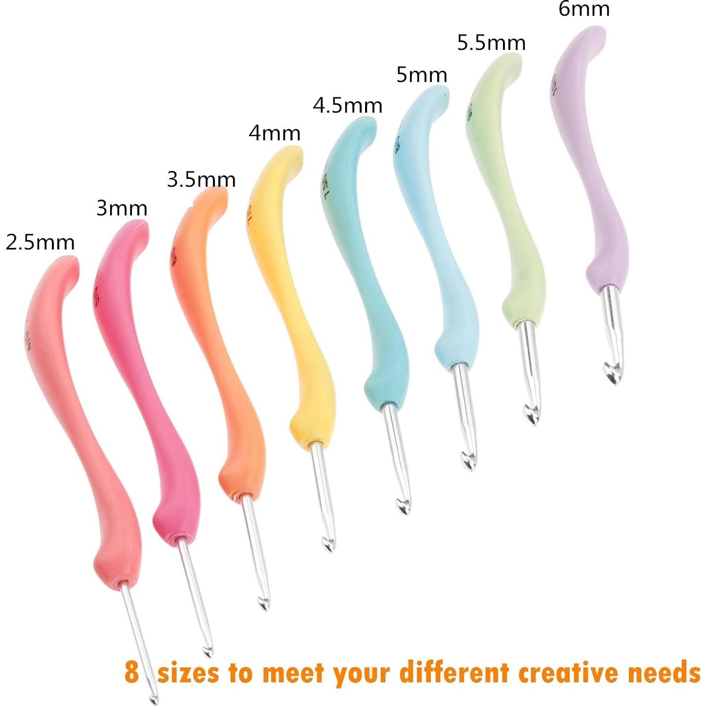 Juego de Ganchillos Ergonomicos Hicello 8 Piezas Aluminio