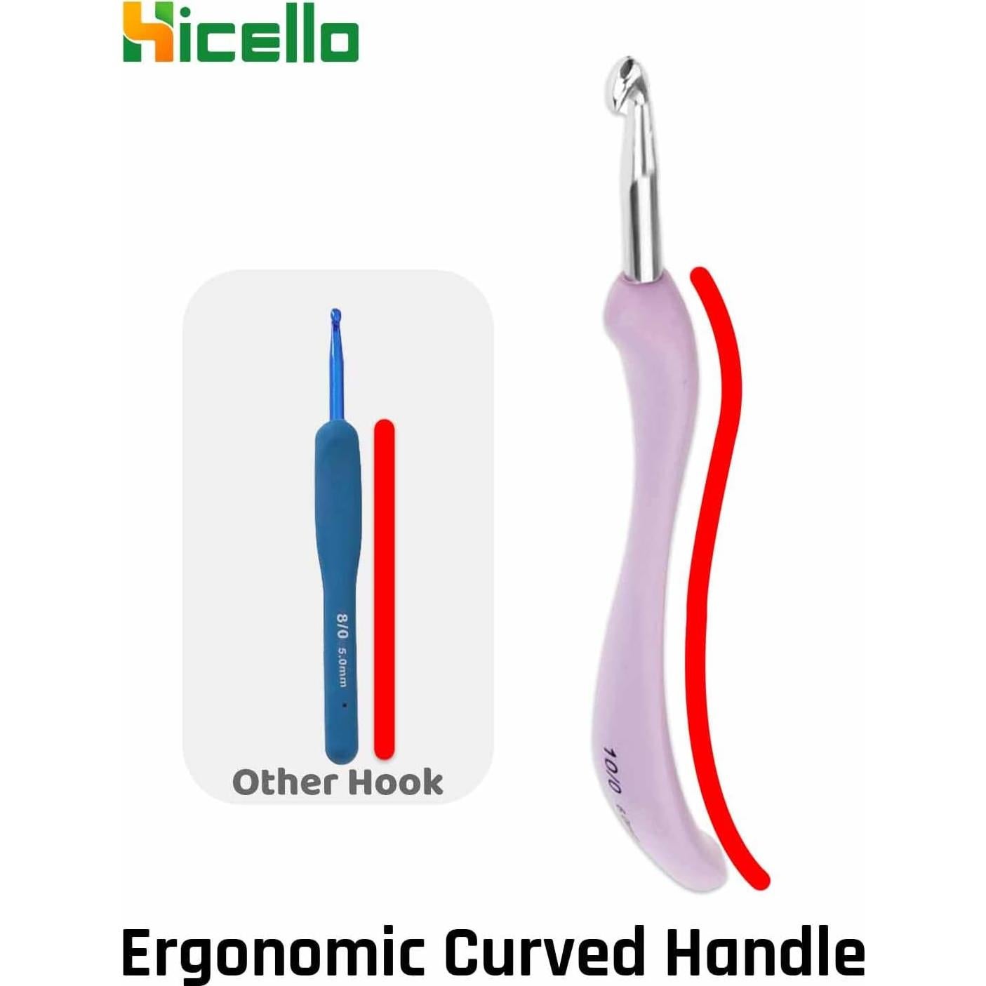 Juego de Ganchillos Ergonomicos Hicello 8 Piezas Aluminio