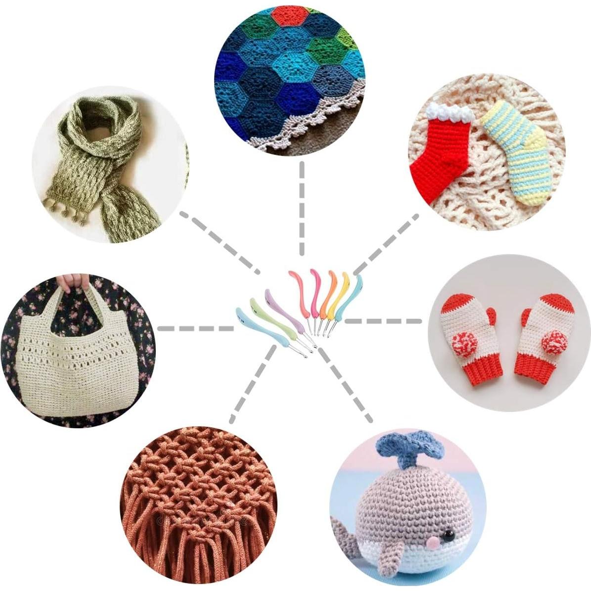 Juego de Ganchillos Ergonomicos Hicello 8 Piezas Aluminio