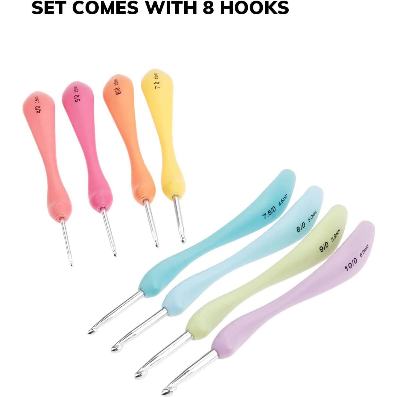 Juego de Ganchillos Ergonomicos Hicello 8 Piezas Aluminio