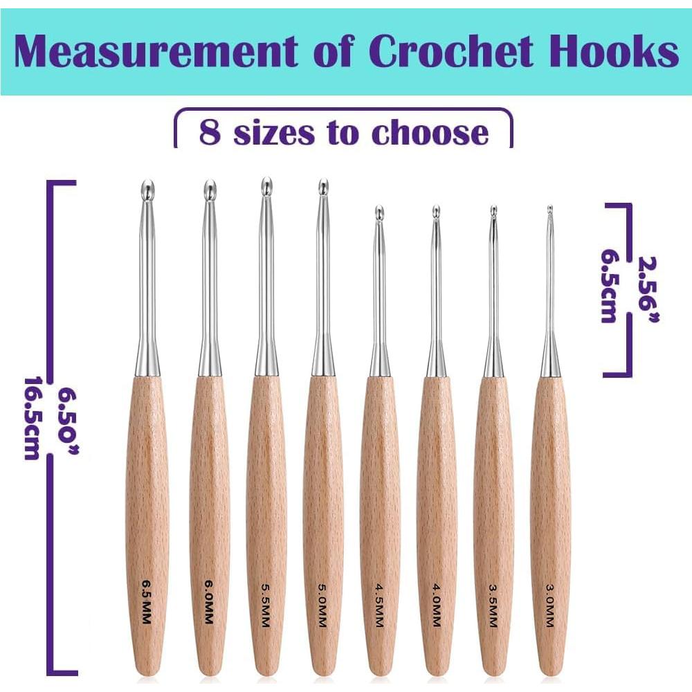 Set de Ganchos de Crochet Ergonómicos Lewhoo 3.0-6.5mm