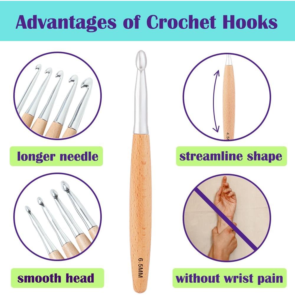 Set de Ganchos de Crochet Ergonómicos Lewhoo 3.0-6.5mm