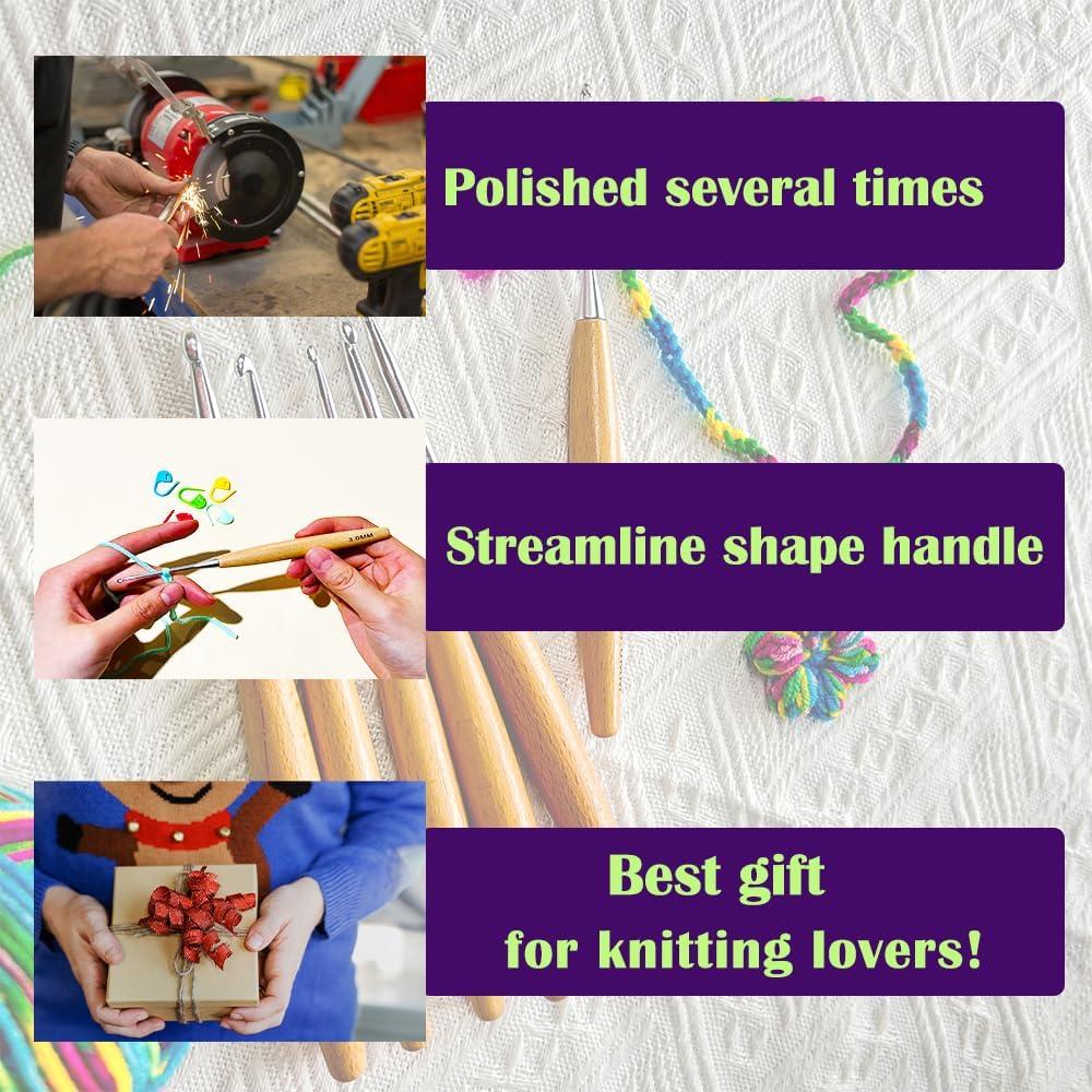 Set de Ganchos de Crochet Ergonómicos Lewhoo 3.0-6.5mm