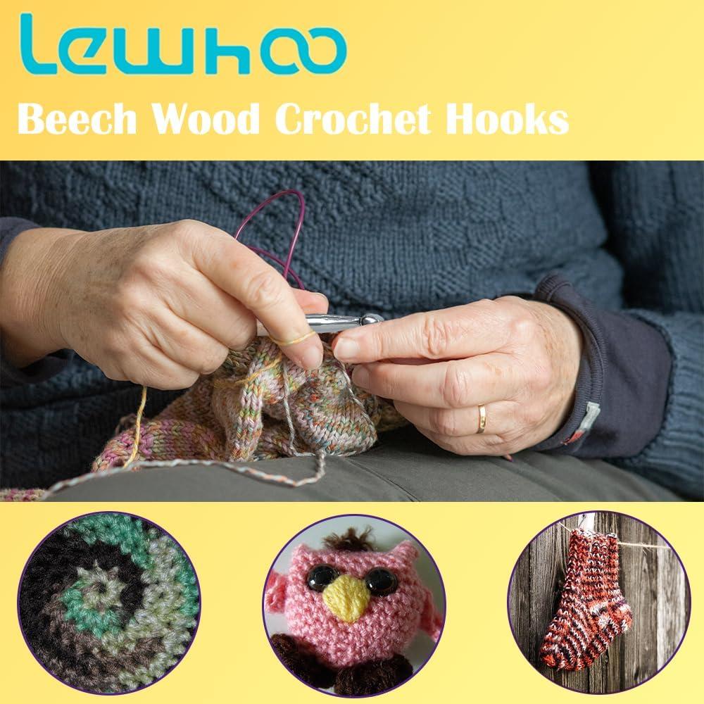 Set de Ganchos de Crochet Ergonómicos Lewhoo 3.0-6.5mm