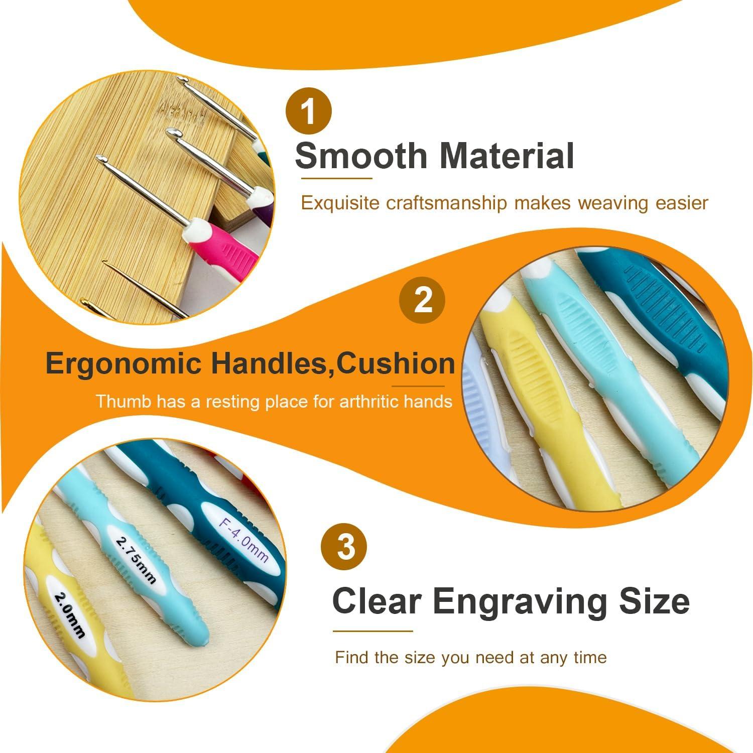 Conjunto de Ganchillos Ergonómicos Mdoker 18 Piezas 0.8-6mm