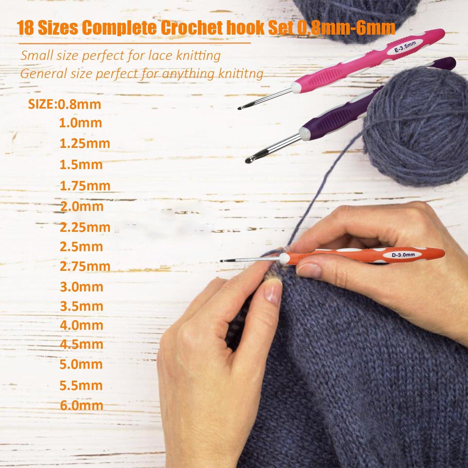 Conjunto de Ganchillos Ergonómicos Mdoker 18 Piezas 0.8-6mm