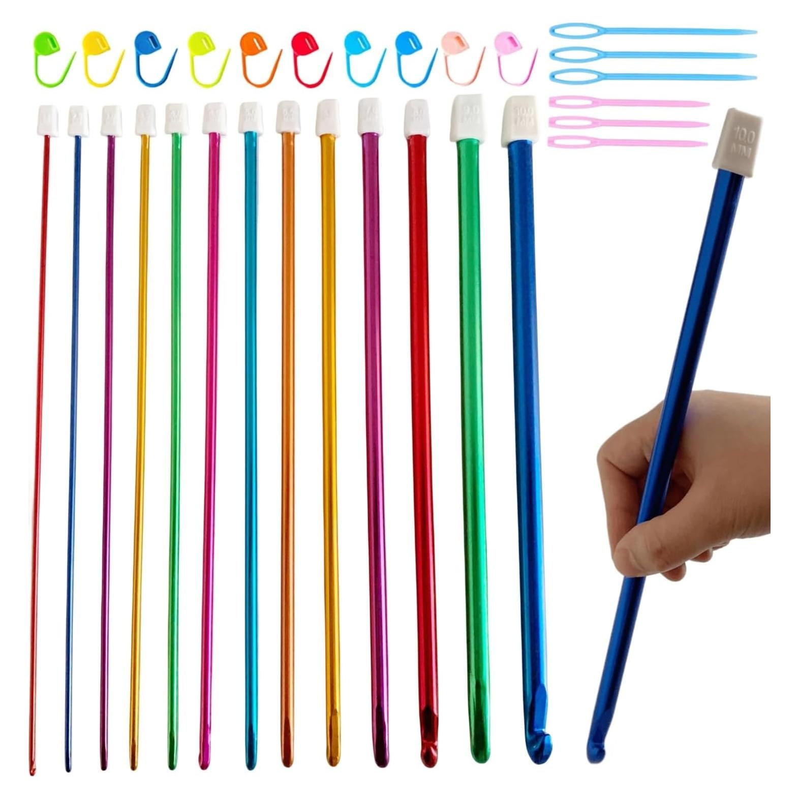 Juego de Agujas de Crochet Tunecino Cdrompy 13 Tamaños 29 PCS