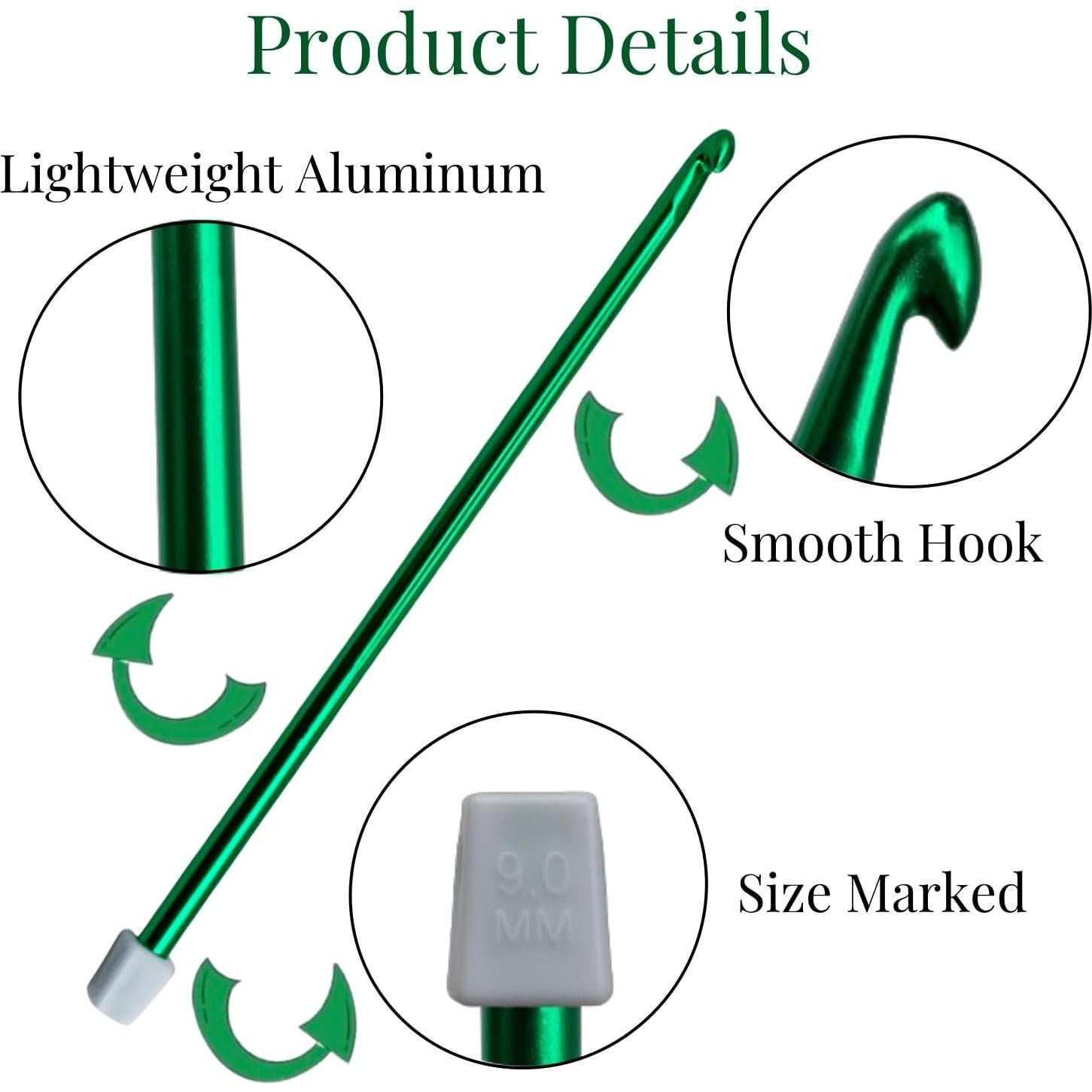 Juego de Agujas de Crochet Tunecino Cdrompy 13 Tamaños 29 PCS