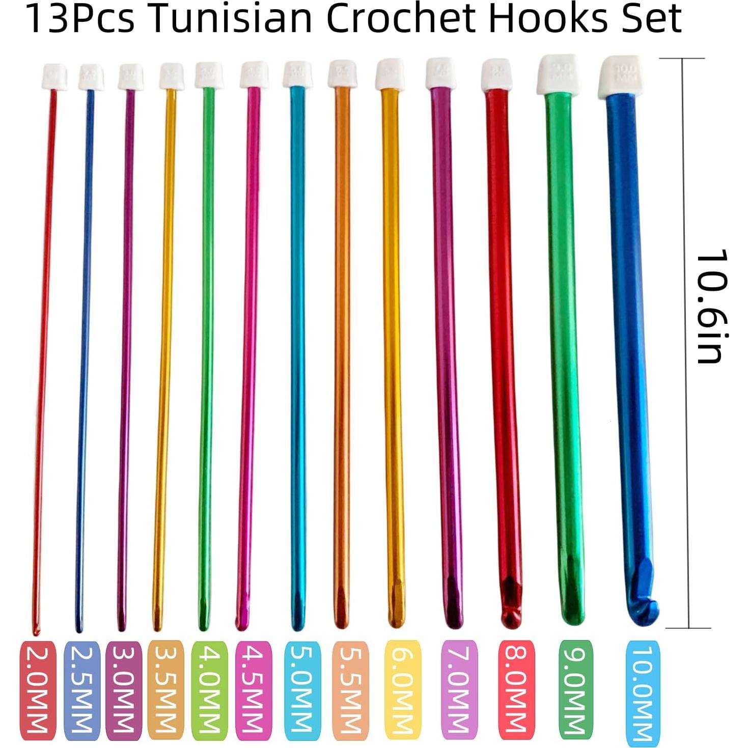 Juego de Agujas de Crochet Tunecino Cdrompy 13 Tamaños 29 PCS