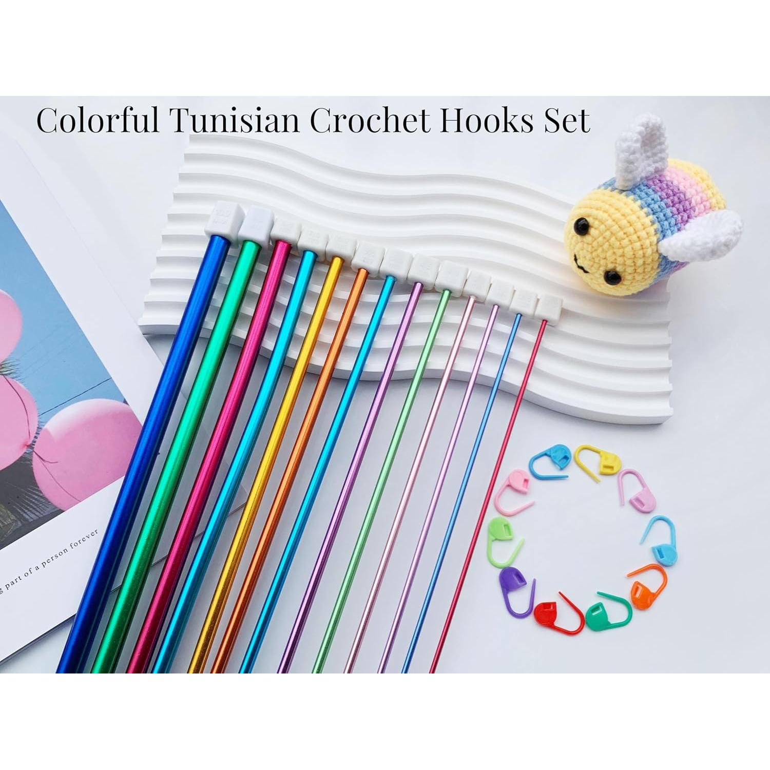 Juego de Agujas de Crochet Tunecino Cdrompy 13 Tamaños 29 PCS