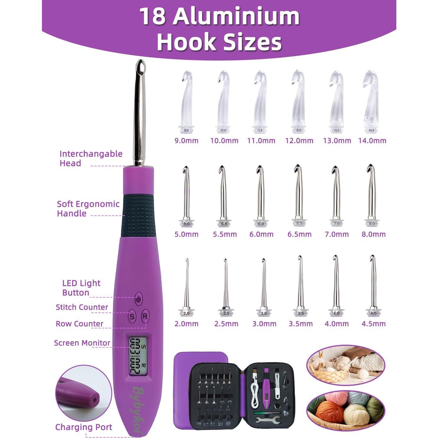 Juego de Ganchillos Iluminados Bybykoi 18 Tamaños Digitales