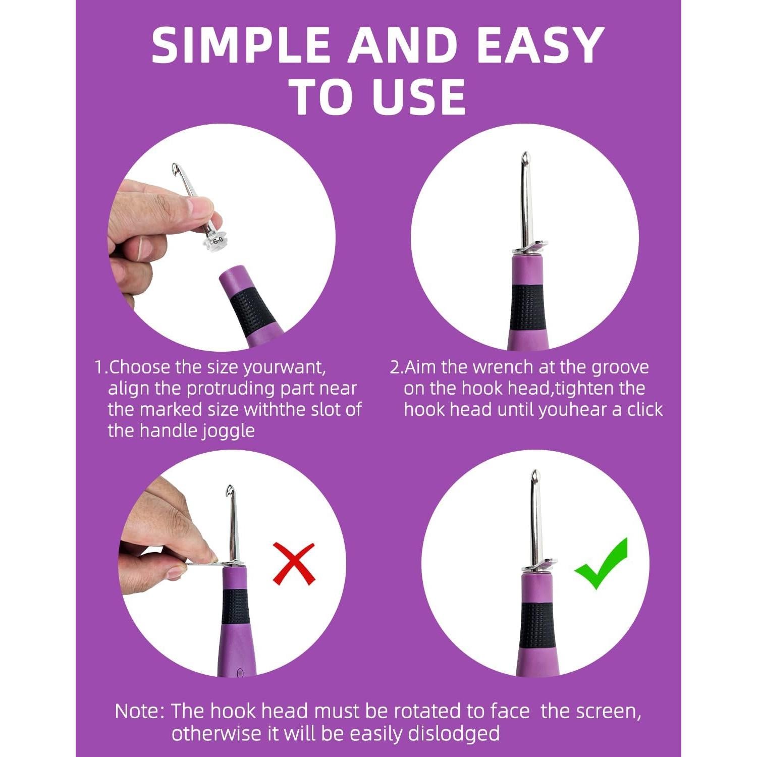 Juego de Ganchillos Iluminados Bybykoi 18 Tamaños Digitales