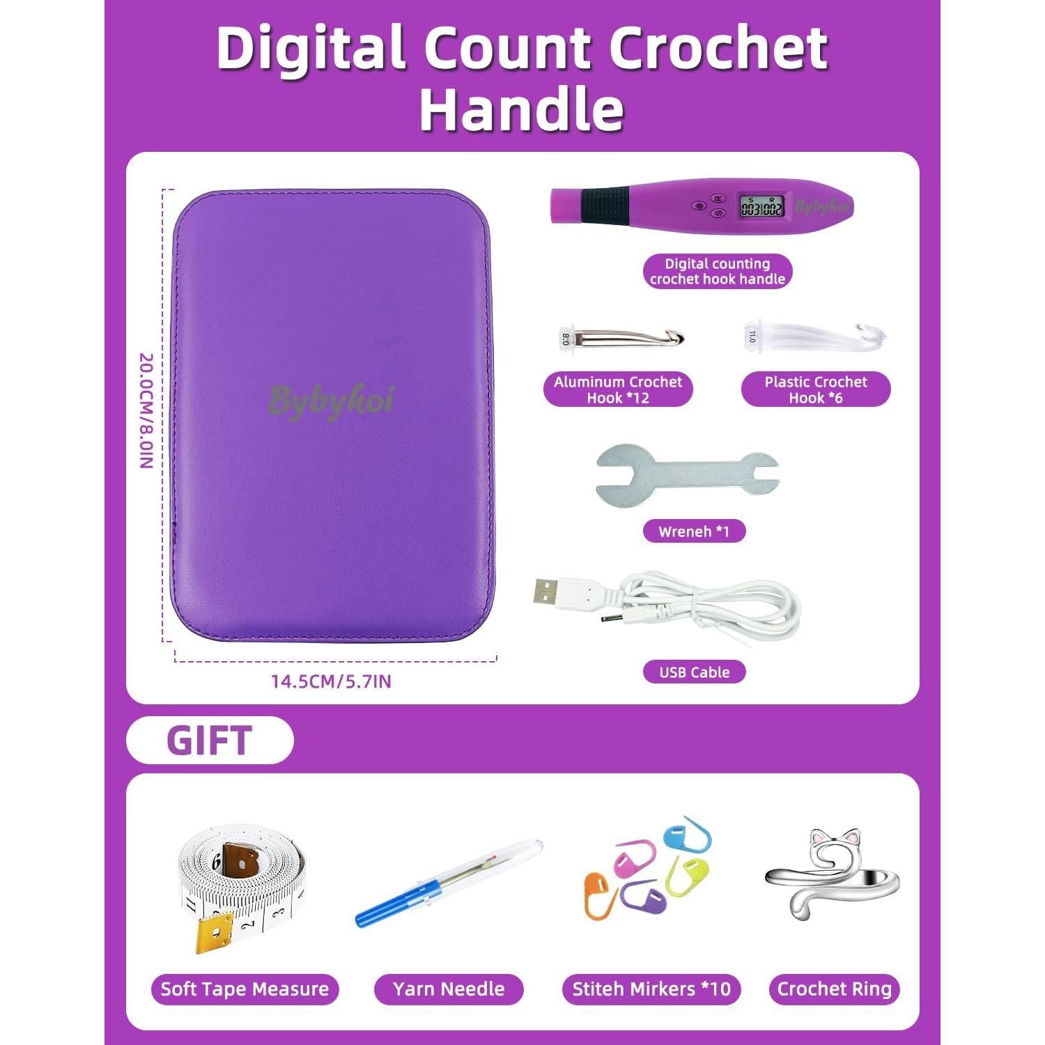 Juego de Ganchillos Iluminados Bybykoi 18 Tamaños Digitales