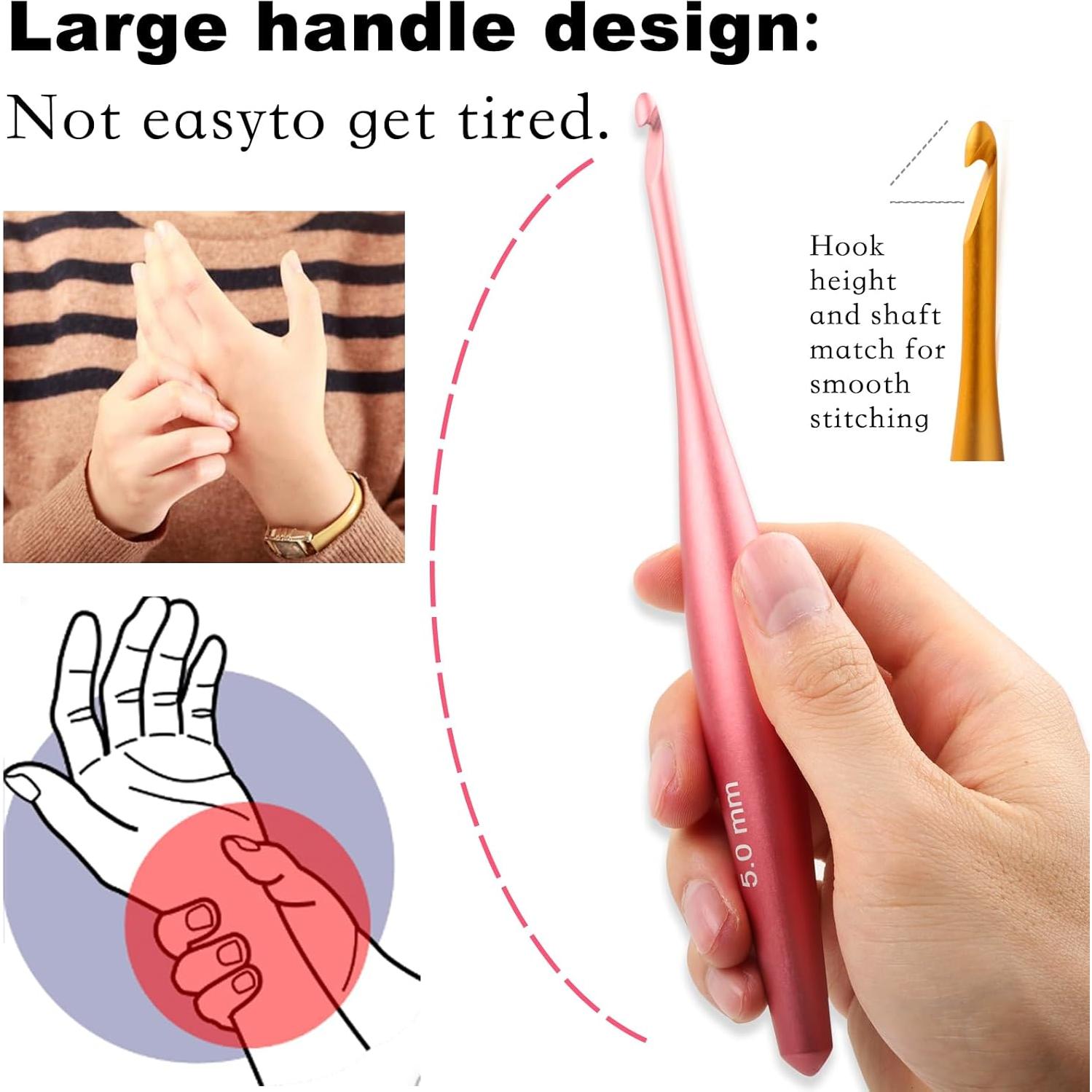 Juego de Ganchillos Ergonómicos Svartur - 9 Tamaños 3.5mm a 8mm