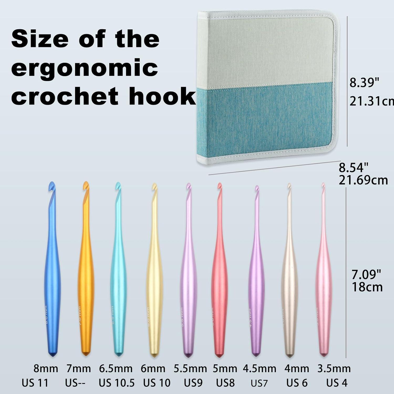 Juego de Ganchillos Ergonómicos Svartur - 9 Tamaños 3.5mm a 8mm