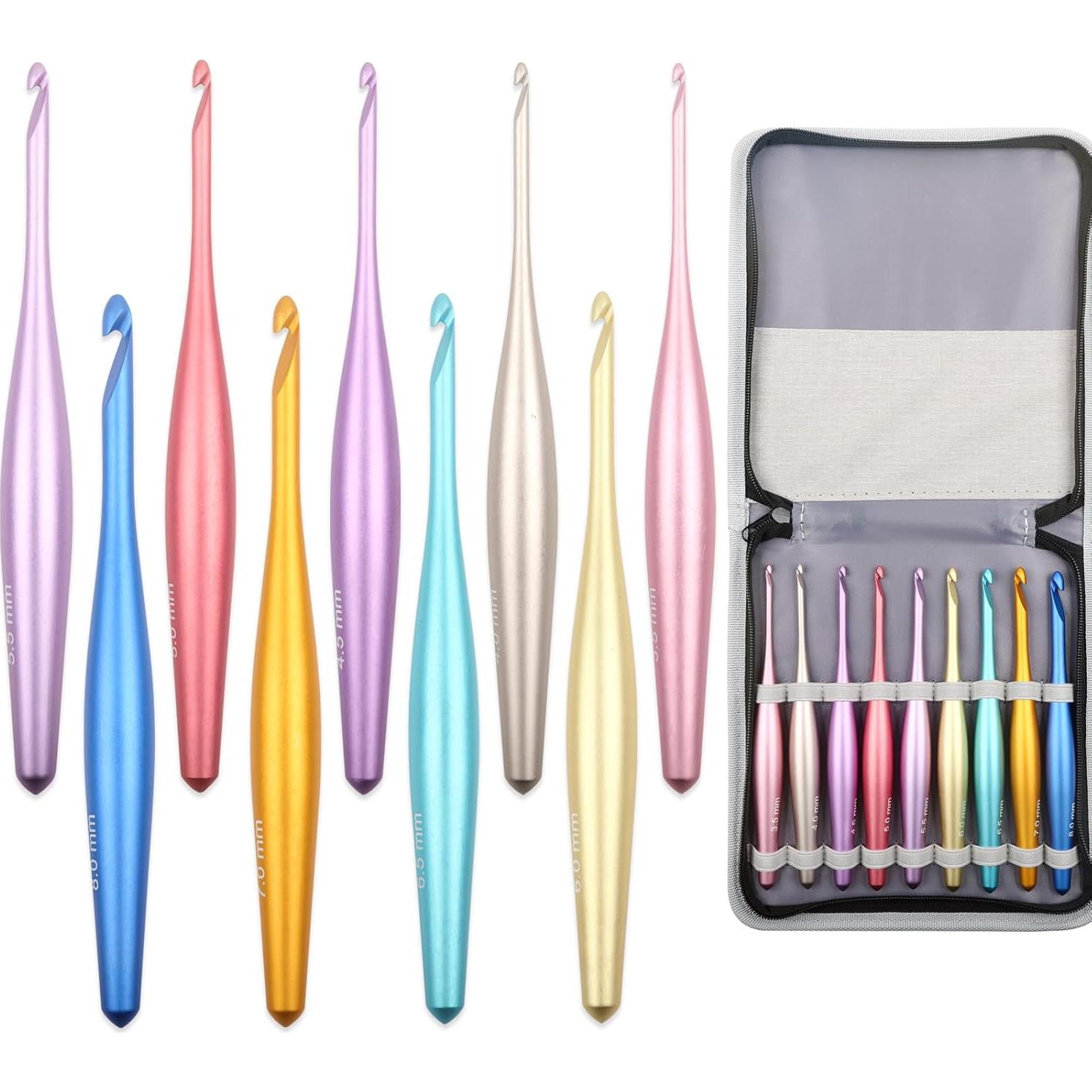 Juego de Ganchillos Ergonómicos Svartur - 9 Tamaños 3.5mm a 8mm