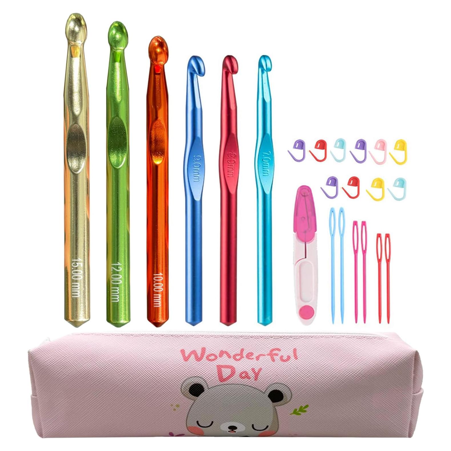 Conjunto de Ganchos de Crochet Mdoker 21 Piezas Aluminio Ergonomico