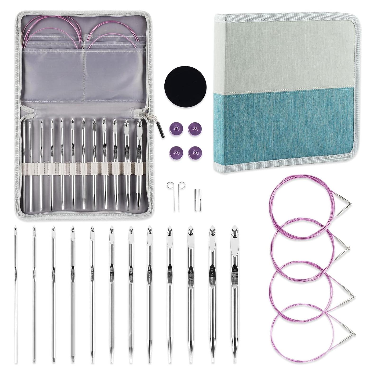 Juego de Ganchillos Tunecinos Svartur 3mm-10mm con Cables