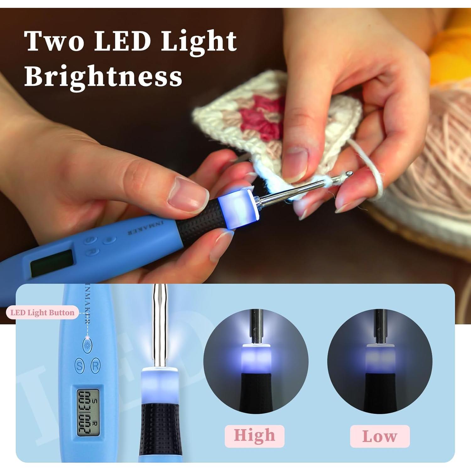 Set de Ganchos de Crochet Iluminados INMAKER 18 Piezas Ergonomicos