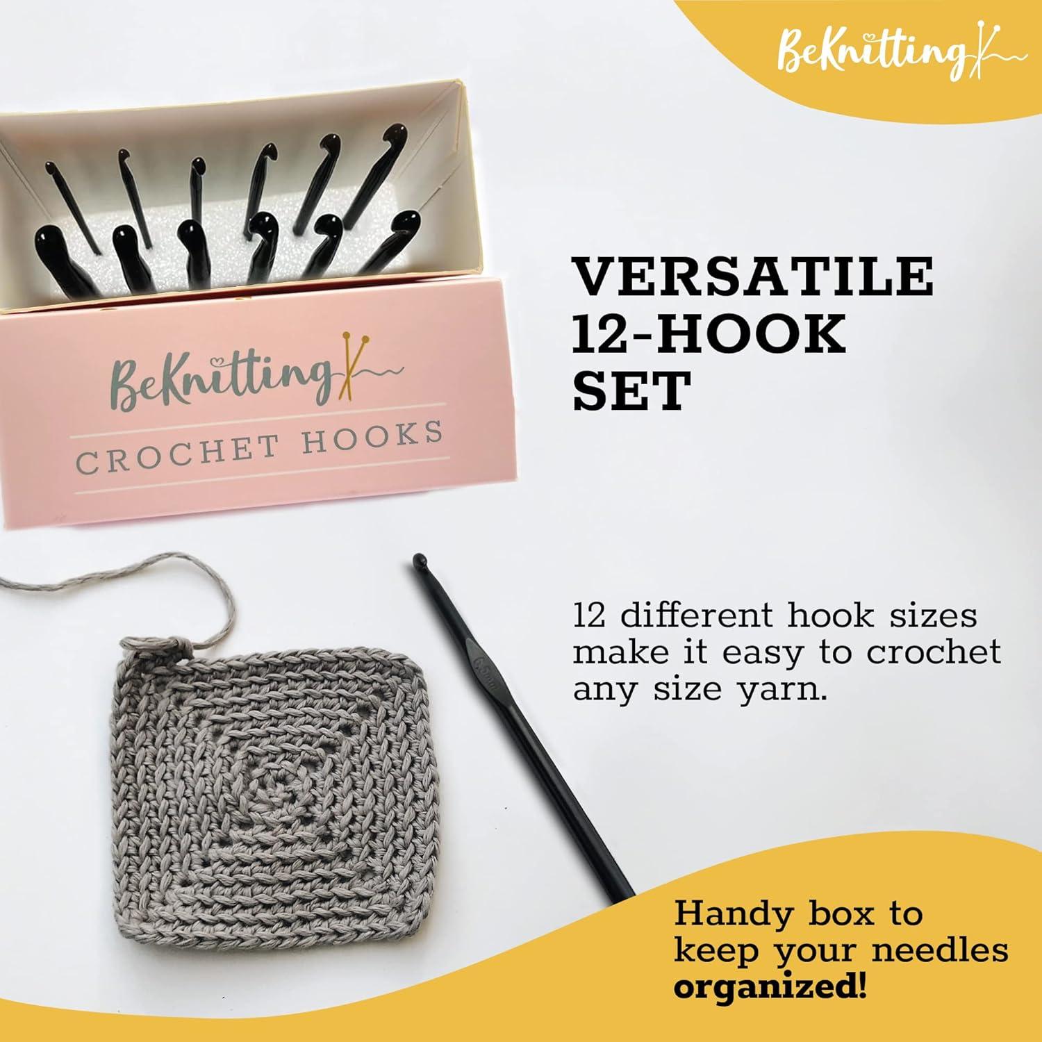 Set de Ganchillos BeKnitting 12 Piezas Aluminio Carbón