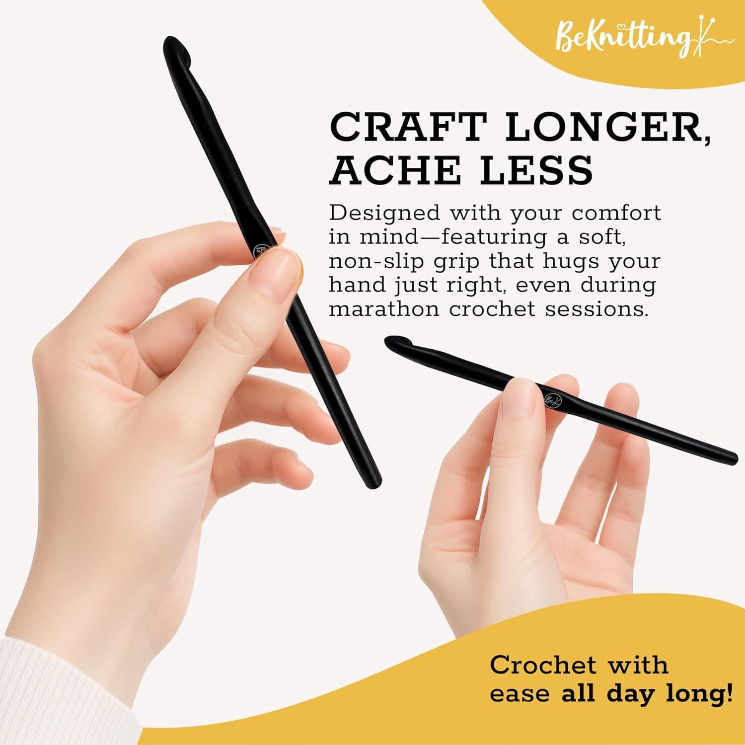 Set de Ganchillos BeKnitting 12 Piezas Aluminio Carbón