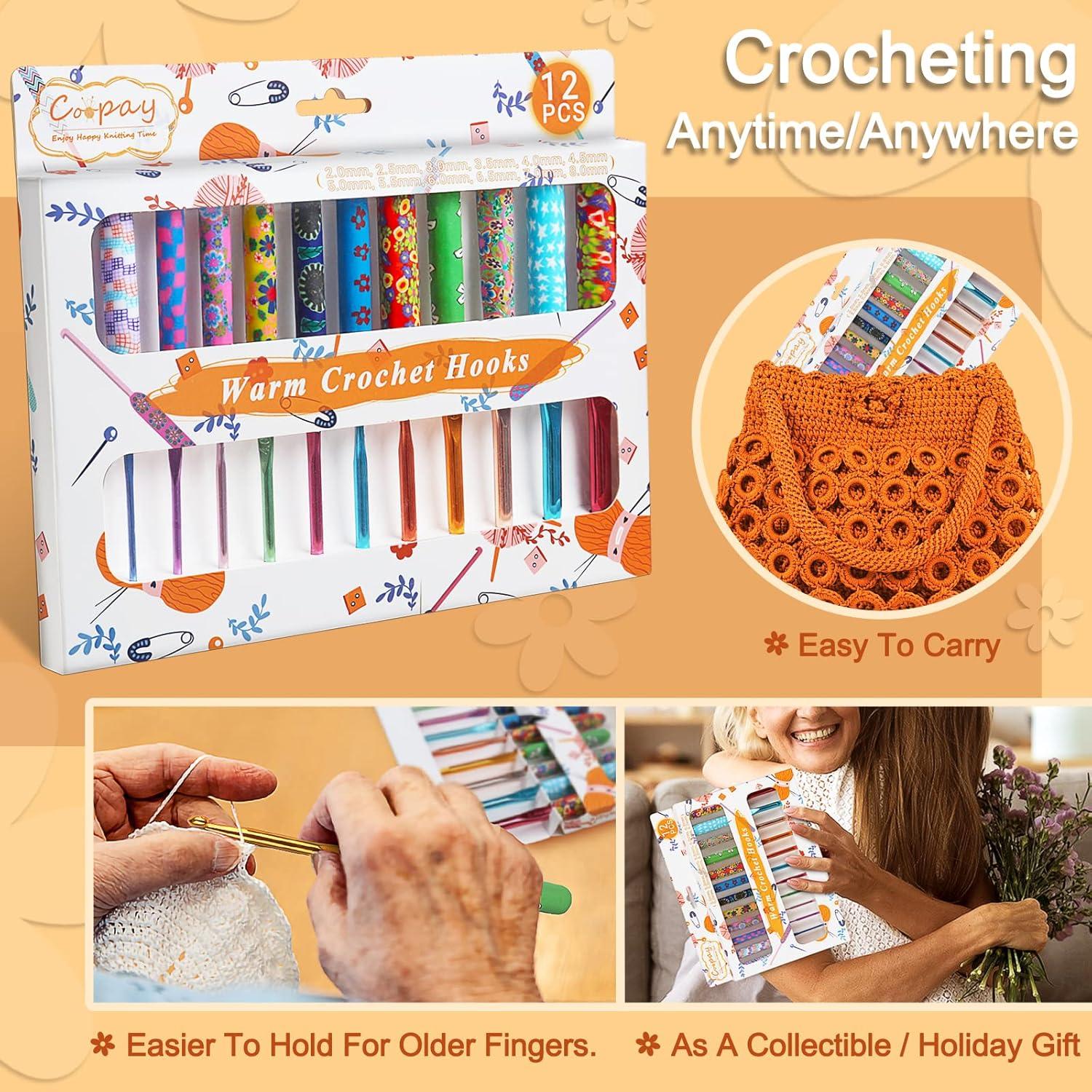 Juego de Ganchillos de Crochet Coopay 12PCS 2-8mm Ergonómicos