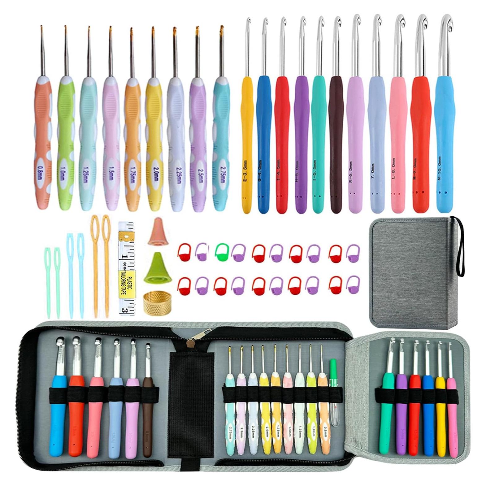 Conjunto de Ganchillos de Crochet Mdoker 21 Piezas 0.8-10mm