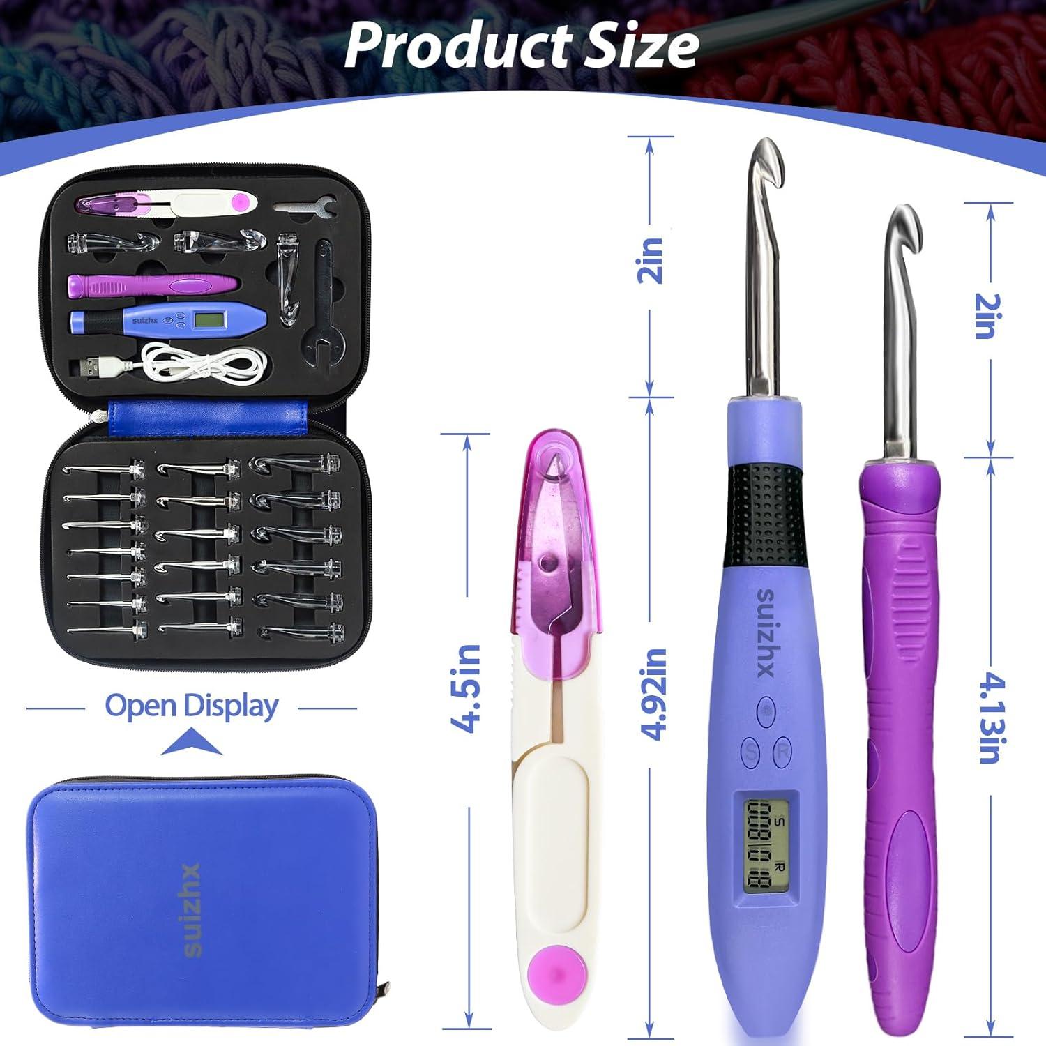 Juego de Ganchillos Ergonómicos SUIZHX con 22 Agujas Iluminadas