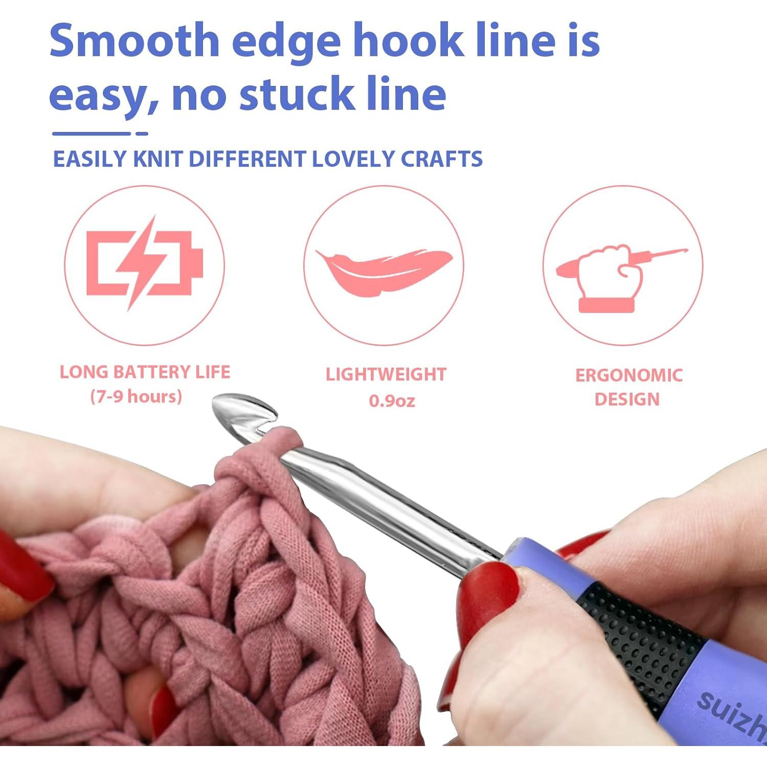 Juego de Ganchillos Ergonómicos SUIZHX con 22 Agujas Iluminadas