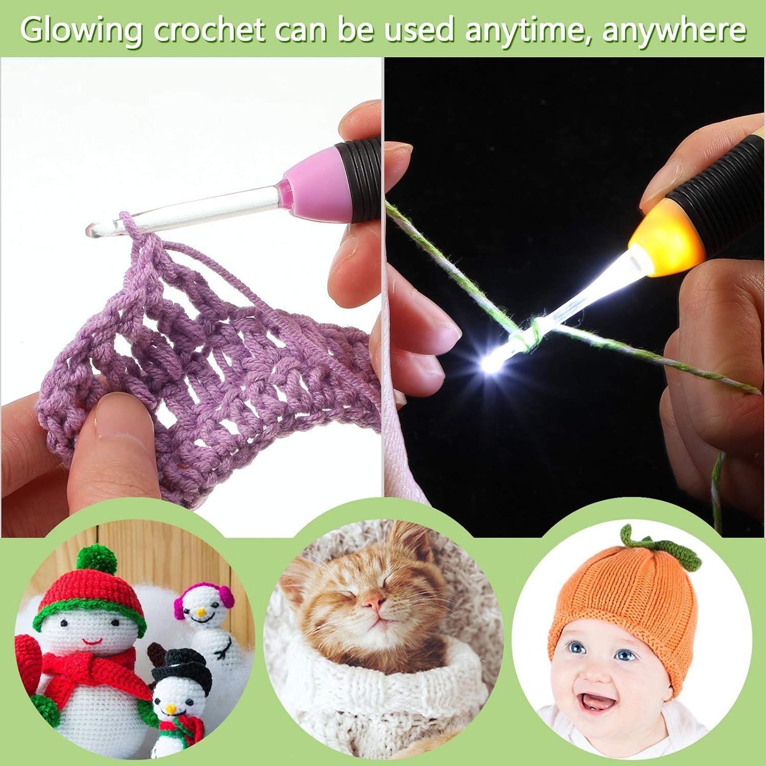 Juego de 9 ganchos de crochet Chuangdi con luz LED 2.5-6.5 mm