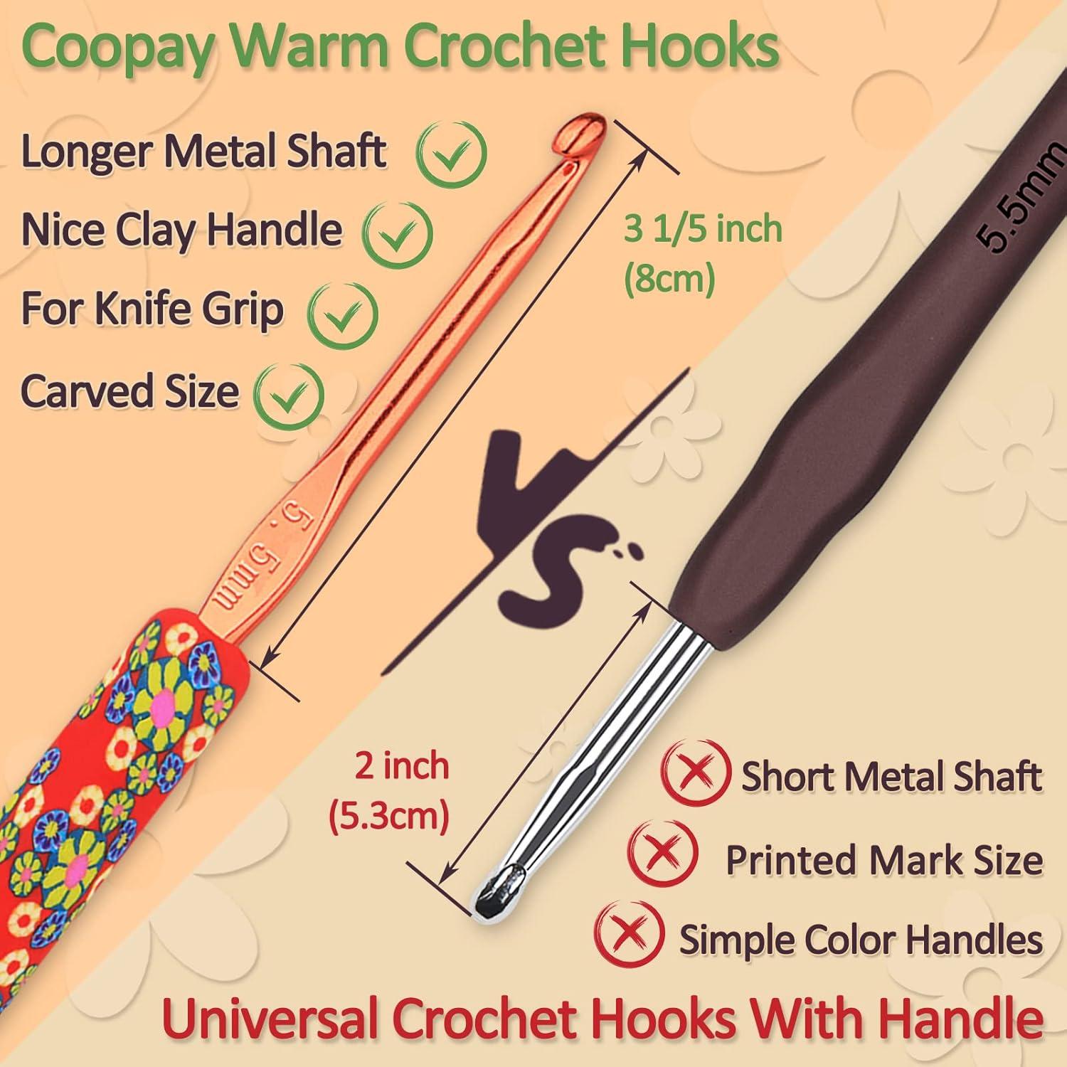 Juego de Ganchillos de Crochet Coopay 14 Piezas 2mm a 10mm