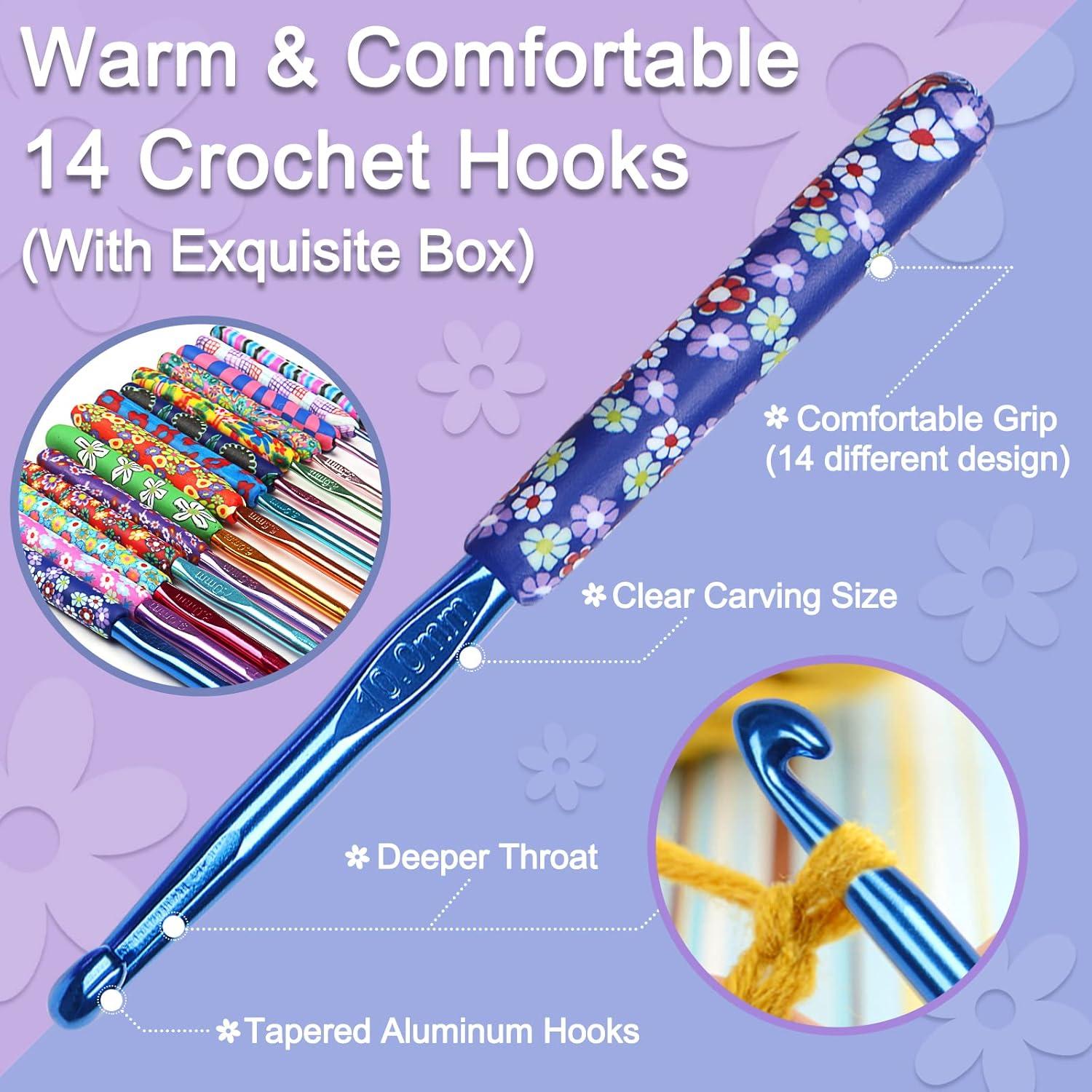 Juego de Ganchillos de Crochet Coopay 14 Piezas 2mm a 10mm