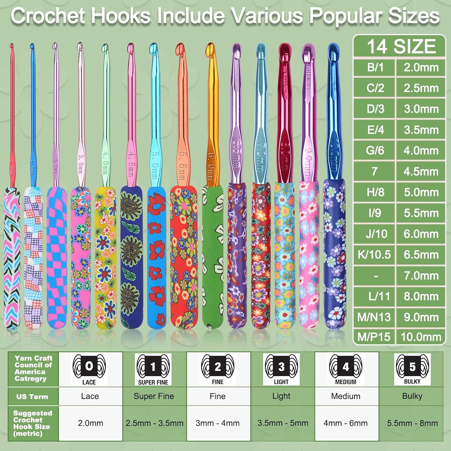 Juego de Ganchillos de Crochet Coopay 14 Piezas 2mm a 10mm